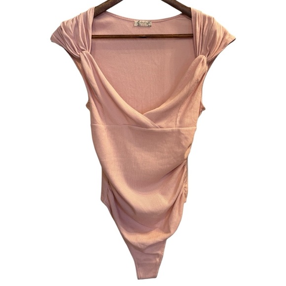 Free People Another Love Bodysuit Pink Ribbed Woman’s Sz Medium NWT - Picture 3 of 10